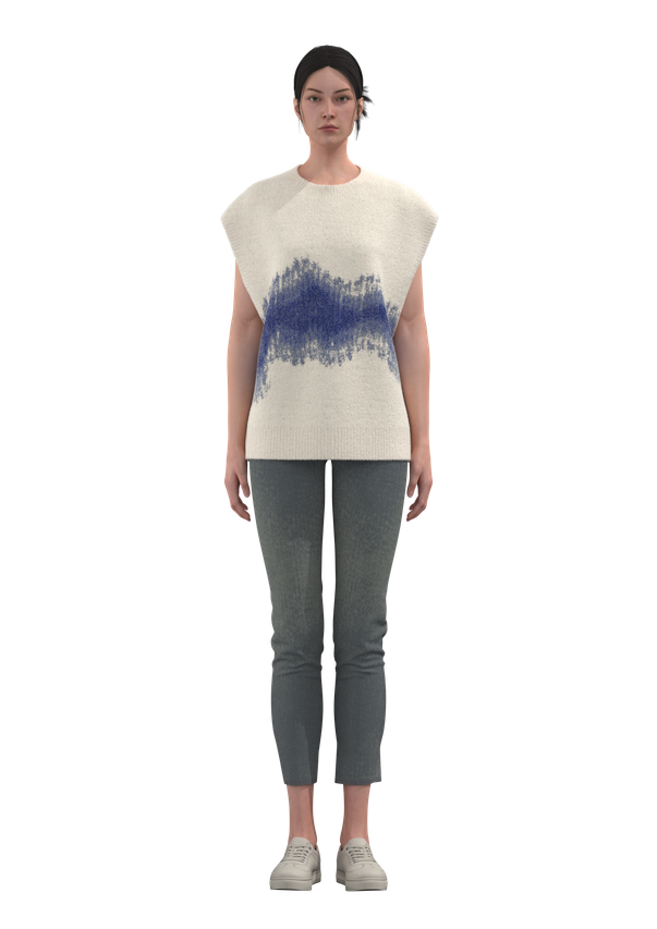 Chaleco de mujer en jacquard con cuello redondo