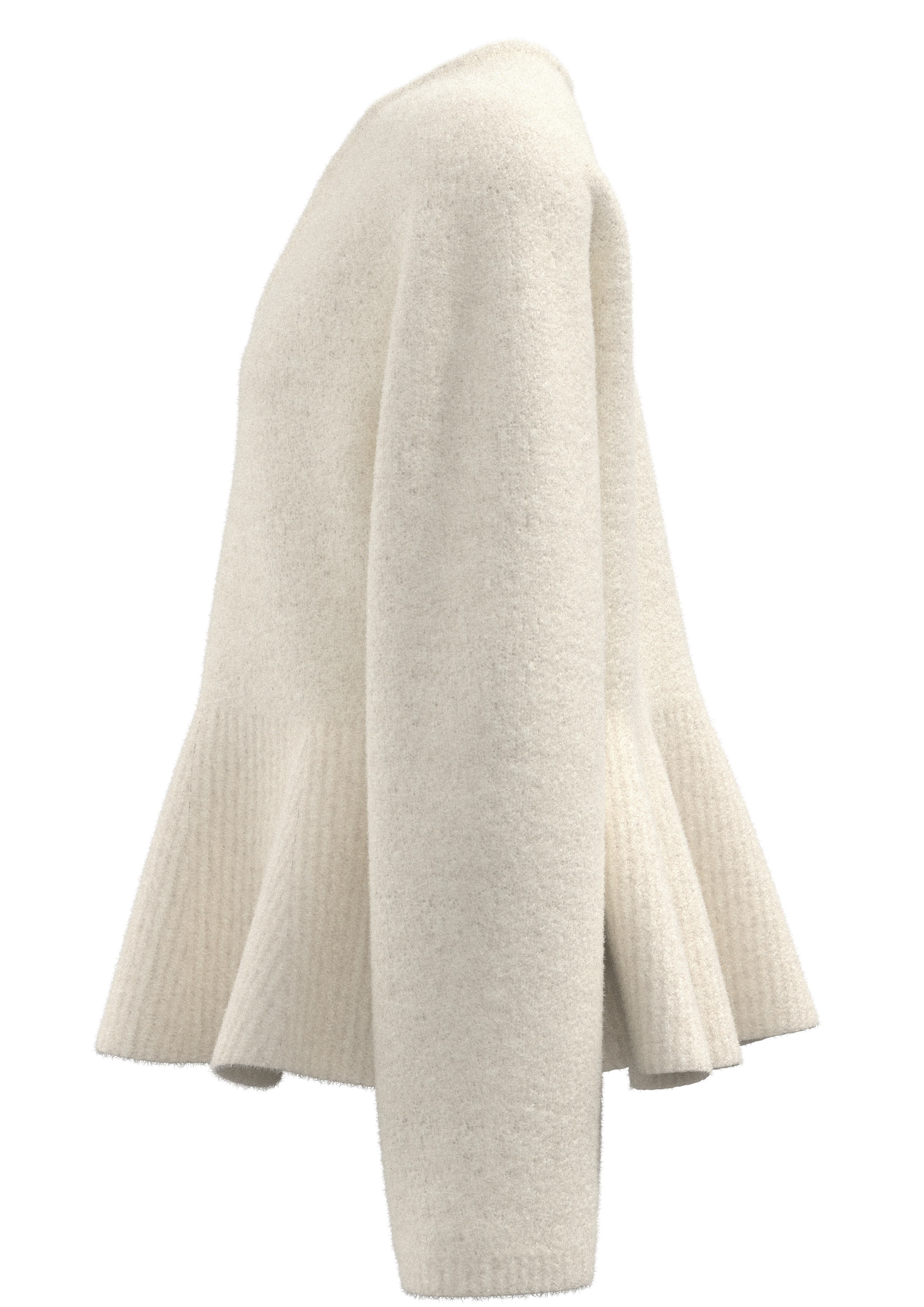 Damenpullover mit V-Ausschnitt, Hammelbein&auml;rmeln, geraffter Taille und R&uuml;schensaum