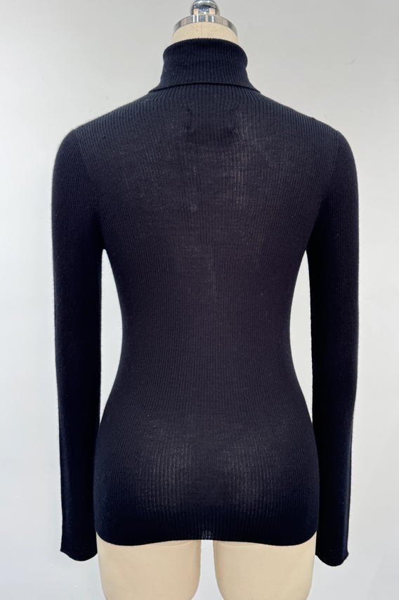  Haut superpos&eacute; &agrave; col roul&eacute; sans couture en cachemire et soie pour femme
