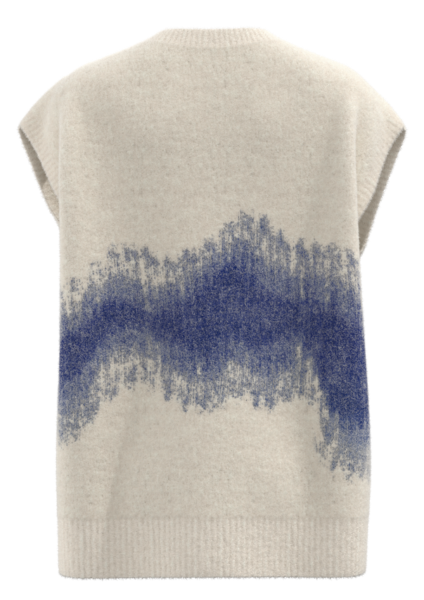 Gilet en maille jacquard &agrave; col rond pour femme