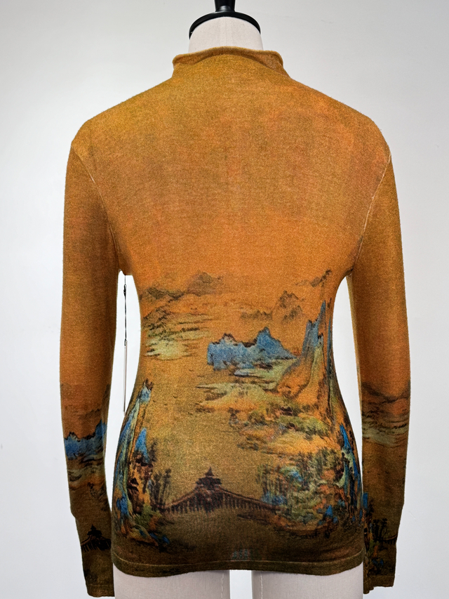 Pull &agrave; motif imprim&eacute; num&eacute;rique en laine ultra douce