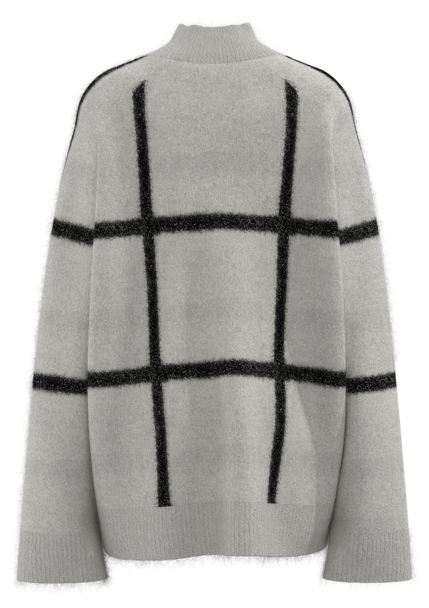 Pull &agrave; carreaux &agrave; col montant pour femmes