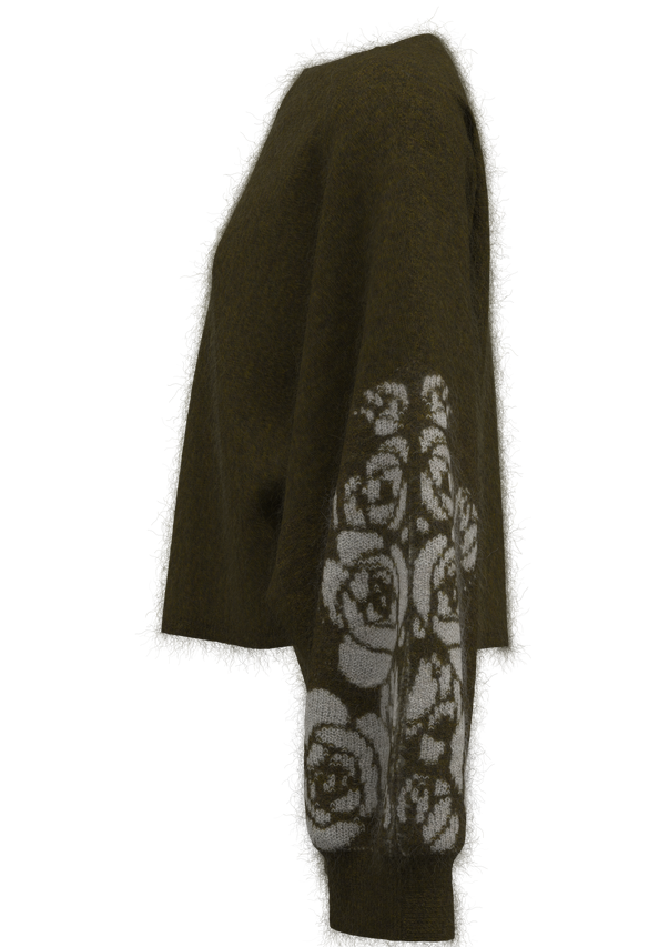 Jersey de mujer con cuello redondo y tejido jacquard