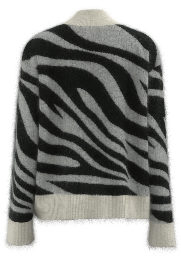 Pull &agrave; col montant et imprim&eacute; z&egrave;bre pour femmes