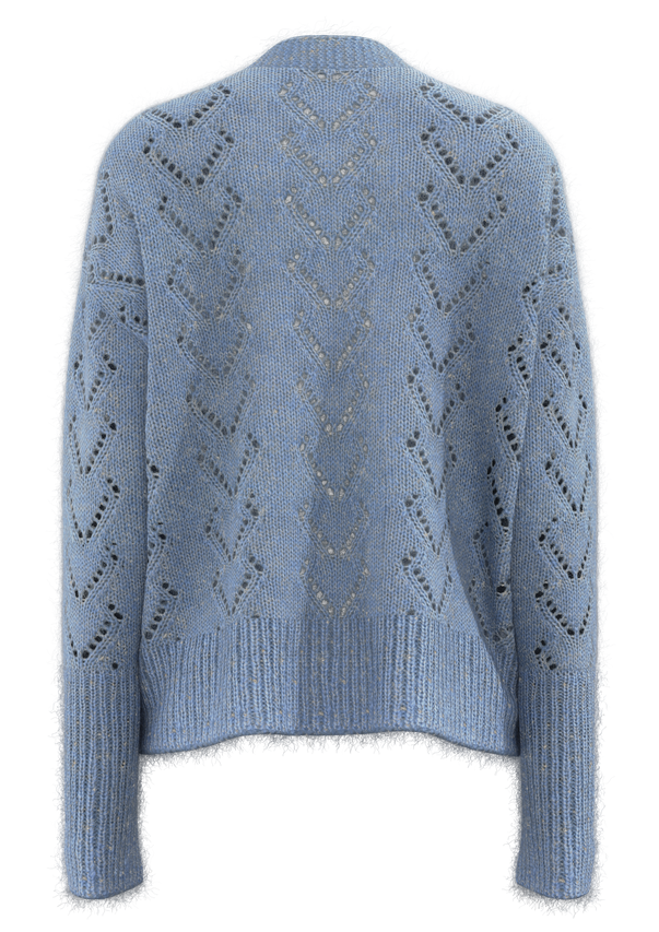 Cardigan Femme En Maille Ajour&eacute;e Motif Losanges