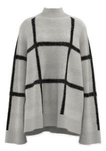 Jersey a cuadros con cuello simulado para mujer