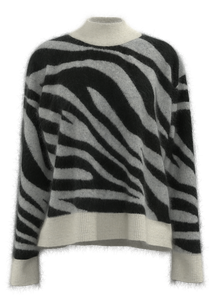 Jersey con estampado de cebra y cuello simulado para mujer