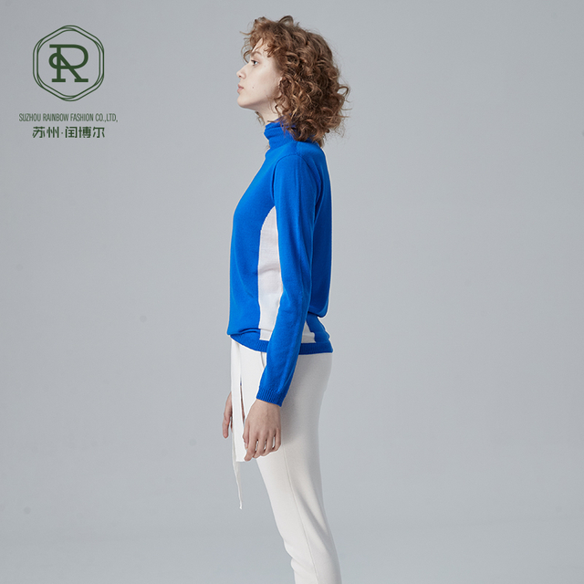 18GG Intarsia سلس المرأة سلحفاة الرقبة السترة الصوف RWS 