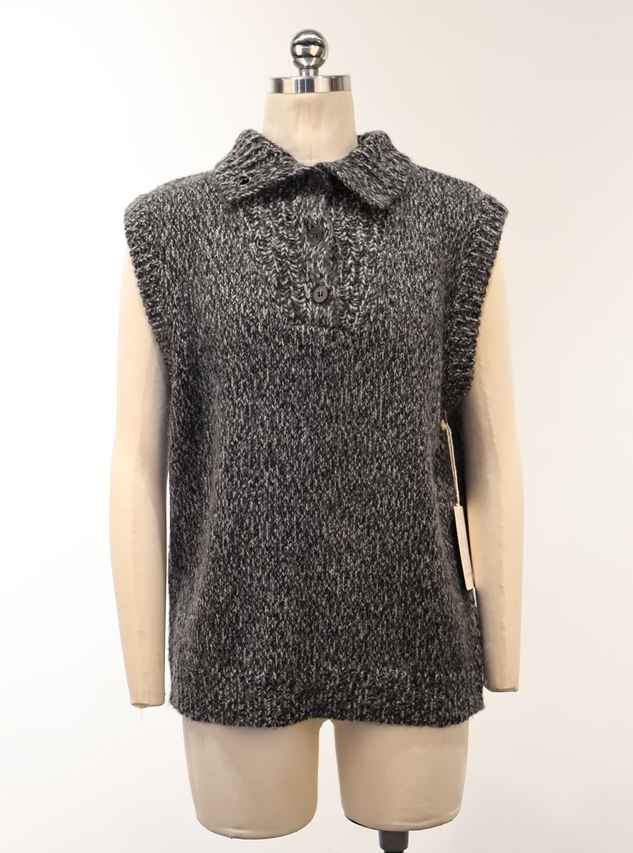 Chaleco de punto con cuello polo para mujer
