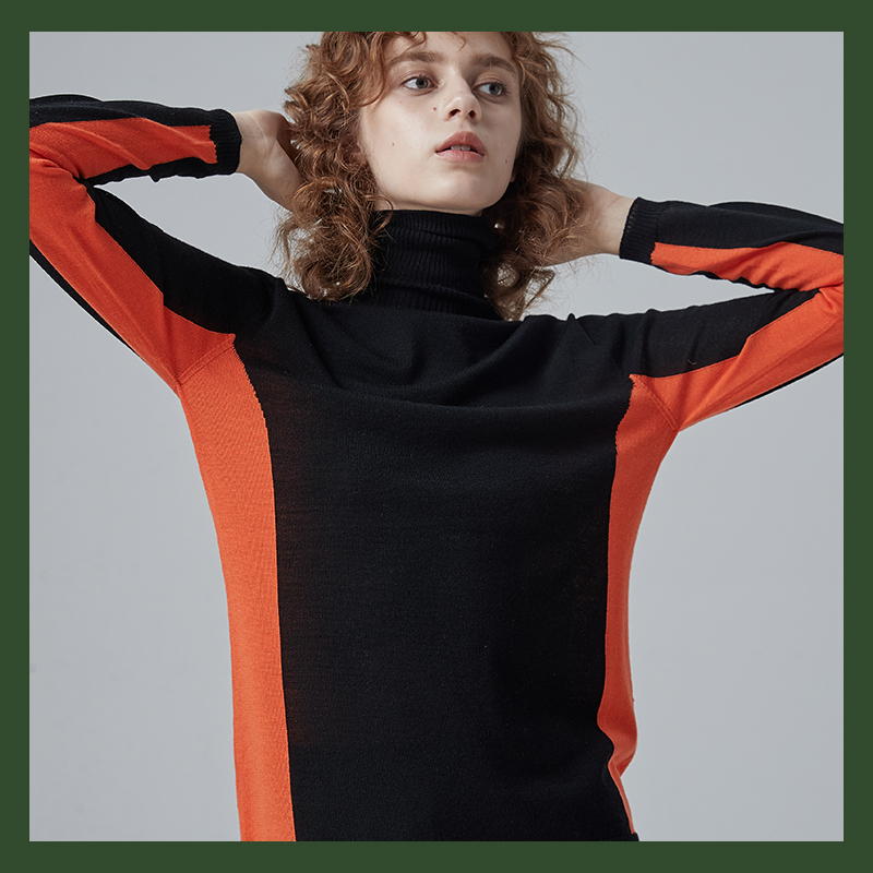 18GG Intarsia SEAMLESS Rollkragenpullover f&uuml;r Damen aus RWS-Wolle 
