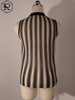 Top de punto pointelle con cuello simulado y rayas verticales